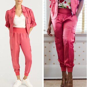 BEST Cinq a Sept 5a7 Giles Pant - Sour Cherry Pink Jogger Satin